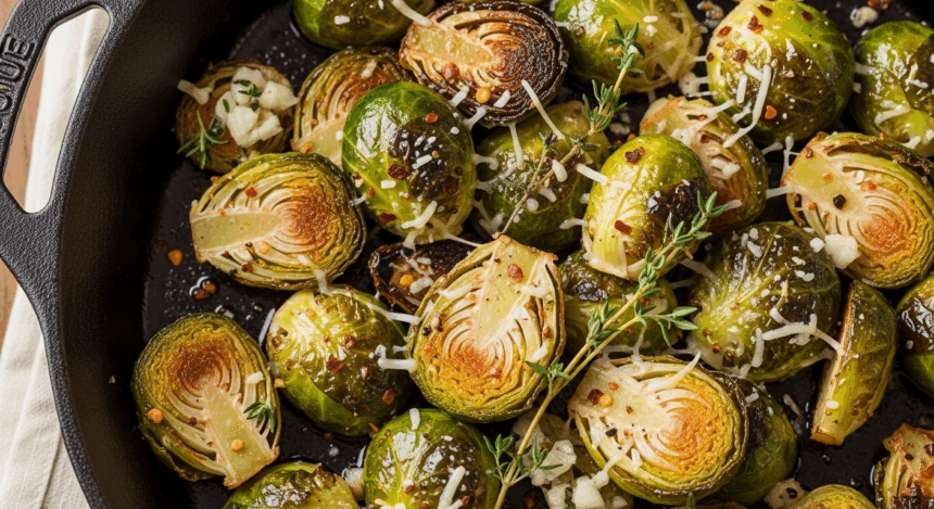 Crispy Roasted Brussels Sprouts with a Delicious Savory Parmesan Twist