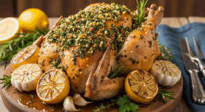 Zesty Herb-Crusted Roast Chicken with Garlic & Lemon Flair