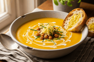 Golden Glow: Healthy Sweet Potato & Carrot Soup with Zesty Ginger