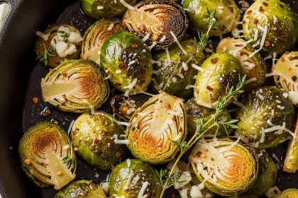Crispy Roasted Brussels Sprouts with a Delicious Savory Parmesan Twist