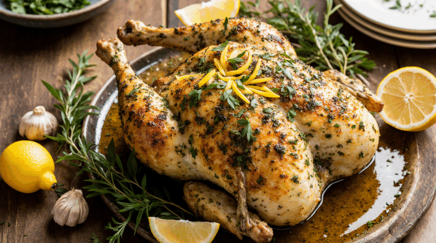 Zesty Herb-Crusted Roast Chicken with Garlic & Lemon Flair