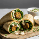 Falafel Wrap Delight: Tahini Sauce & Fresh Mixed Greens