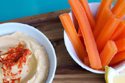 Crunchy Carrot & Celery Sticks with Creamy Hummus Dip