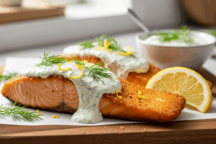 Crispy Air Fryer Salmon with Zesty Dill Sauce Recipe