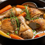 Braised Chicken with Veggies and Rich, Savory Gravy Delight
