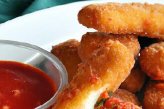 Golden Fried Mozzarella Sticks Paired Perfectly with Marinara