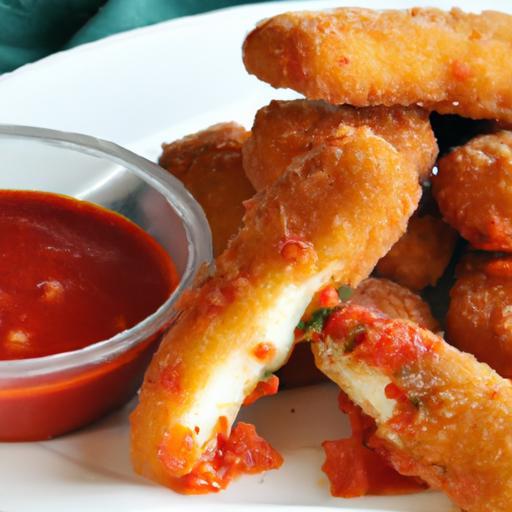 Golden Fried Mozzarella Sticks Paired Perfectly with Marinara
