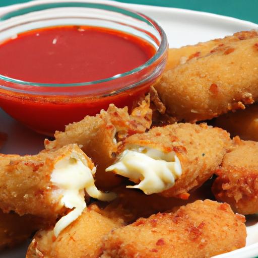 Golden Fried mozzarella Sticks with Zesty Marinara Dip