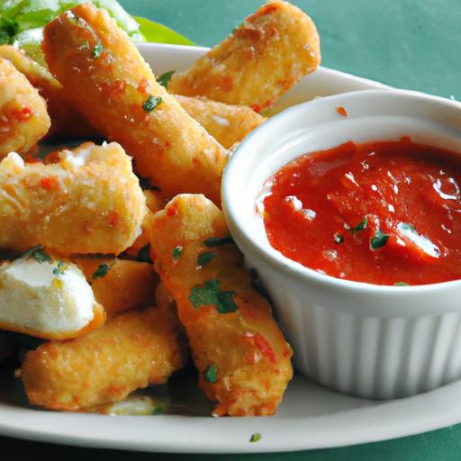 Golden Fried Mozzarella Sticks Paired Perfectly with Marinara