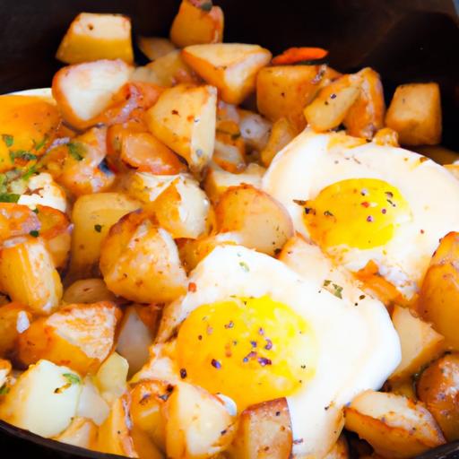Sunrise Skillet: Hearty Potatoes and Eggs Breakfast Bliss