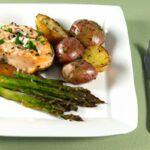 Savory Baked Whole Salmon with Roasted Potatoes & Asparagus
