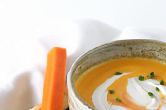 Velvety Carrot Ginger Soup Swirled with Coconut Cream