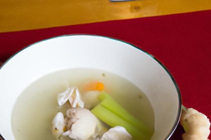 Healing Chicken Bone Broth Soup with Garlic, Ginger & Veggies