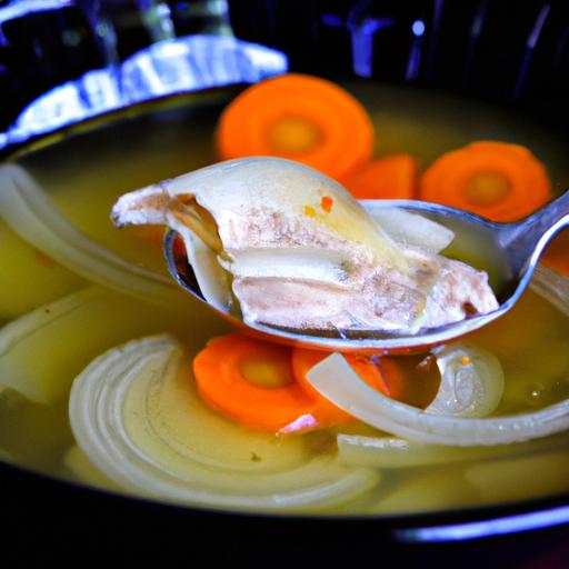 Healing Chicken Bone Broth soup with Garlic, Ginger & Veggies